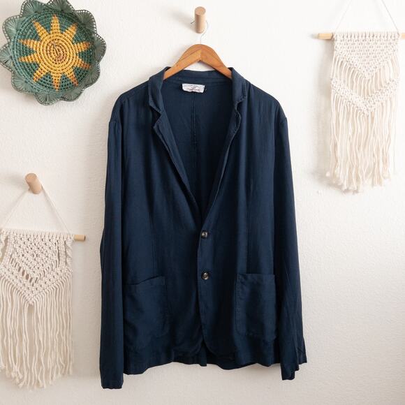 Franceschini Puro Lino Linen Blend Blue Blazer Size XL - Picture 1 of 6